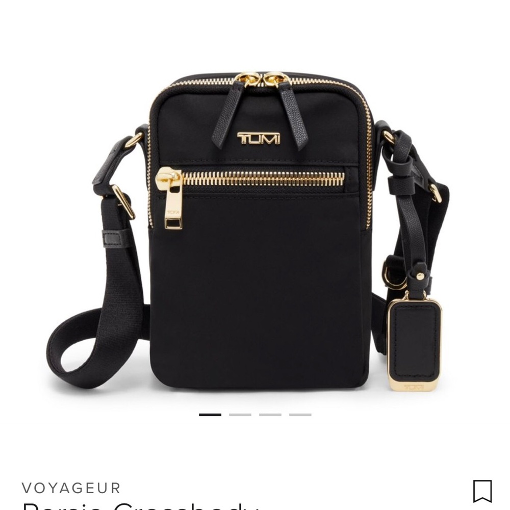 BRAND NEW- Tumi Black and Gold Messenger Bag Sleek and Versatile